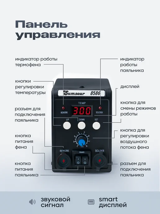 Паяльная станция с феном и паяльником Sumsour 8586, 700 Вт, 40 предметов, 700 Вт, фото 3