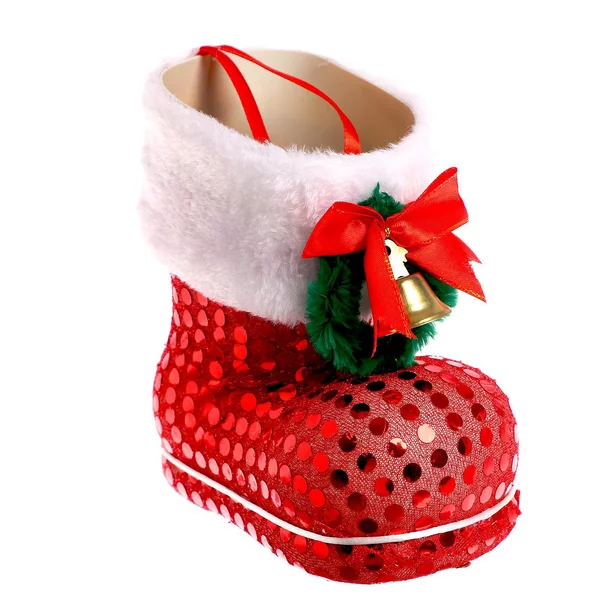 Конфетница "Сапожок", с колокольчиком, цвет красный