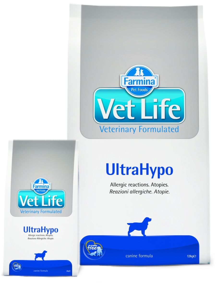 Vet life ultrahypo для собак. Фармина корм для собак 12 кг.