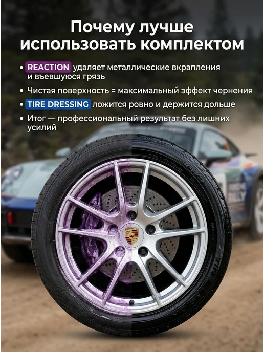 Chemical Russian Очиститель дисков ReAction + Tire Dressing 500 мл + 500 мл, 500 мл, 500 мл, фото 2