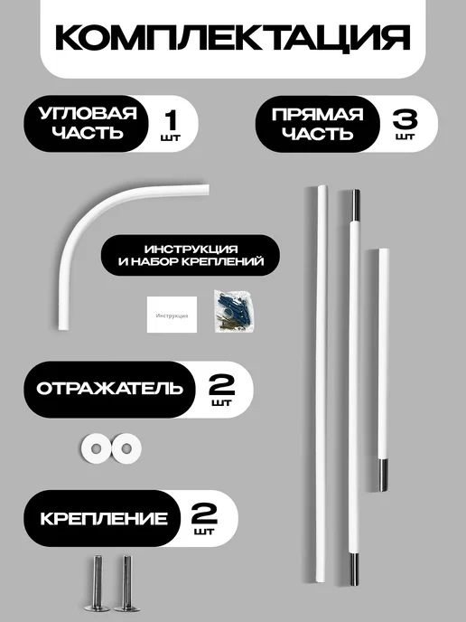 Mr.KARNIZ Угловой карниз для ванной 170х70 черный, белый, фото 8