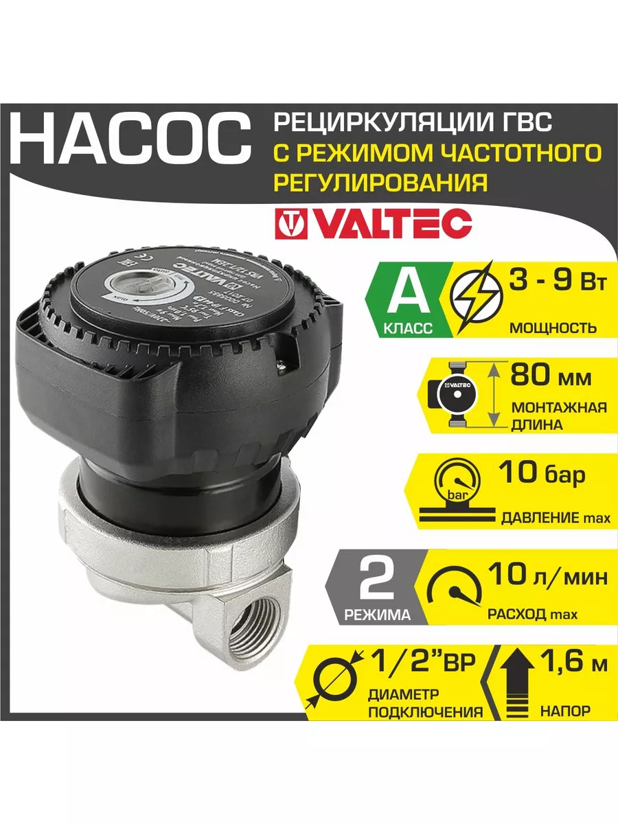 Насос рециркуляции ГВС 15-12 с частотным регулированием Valtec 184215543  купить за 12 589 ₽ в интернет-магазине Wildberries