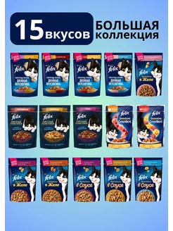 Феликс Корм для кошек влажный Набор №6 МиксВкусов 75гр, 15шт Felix 184308333 купить за 657 ₽ в интернет-магазине Wildberries