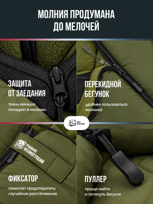 Рыбак Всемогущий Спальный мешок туристический зимний с подушкой -30, зеленый, фото 8