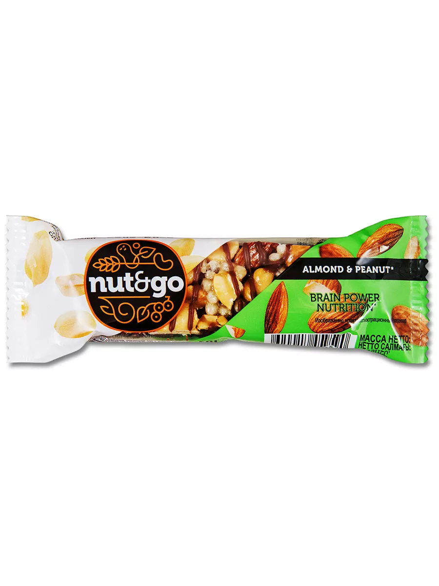 Ореховый батончик Nut&Go арахис, миндаль, арахис. паста, 36г KDV 184383911  купить за 663 ₽ в интернет-магазине Wildberries