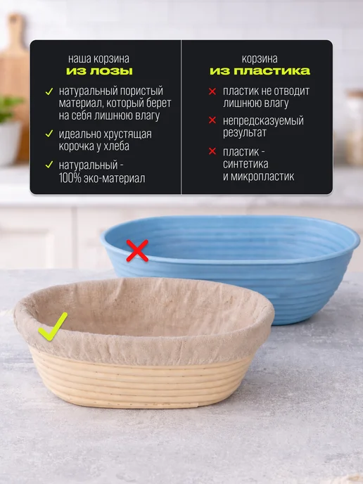 Purpur Bread Набор расстоечных корзин для хлеба и теста овальные 2 шт, 2 шт, фото 2