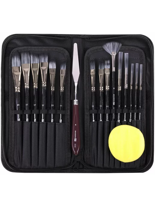 Brauberg Кисти для рисования набор синтетика 18 штук, кисточки, вариант, фото 8