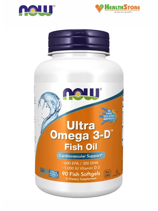 NOW Ultra Omega-3D 90капс Нау ультра Омега 3-Д витамин D3 нау