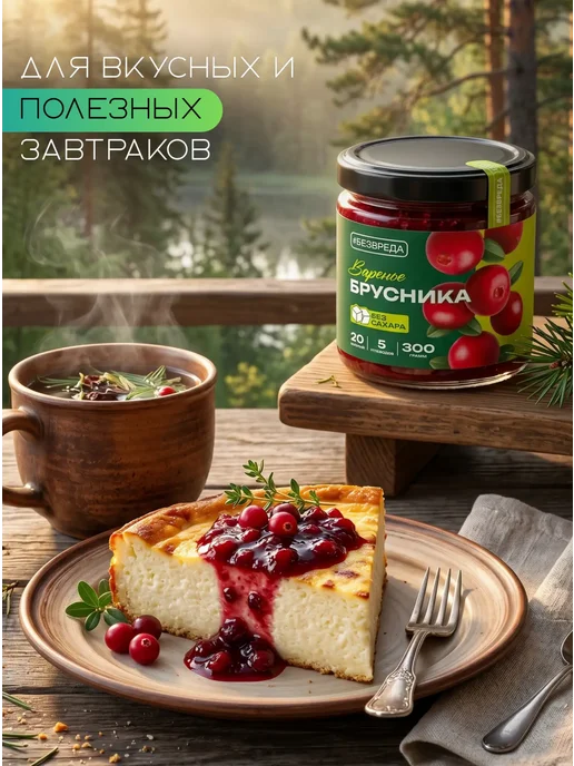 БезВреда Варенье без сахара из брусники низкоуглеводное, вариант, фото 7