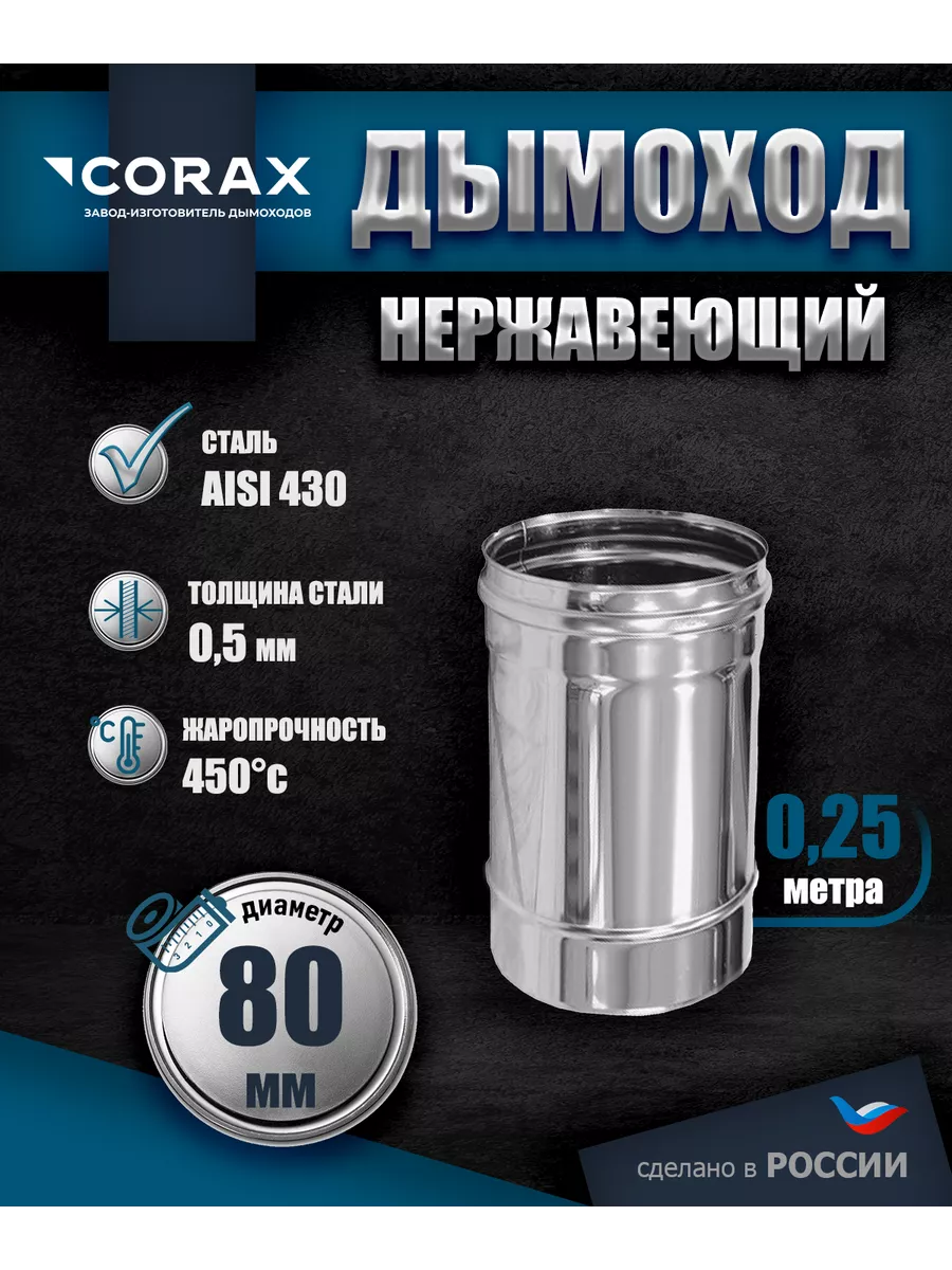 Дымоход 0.25 м Ф80