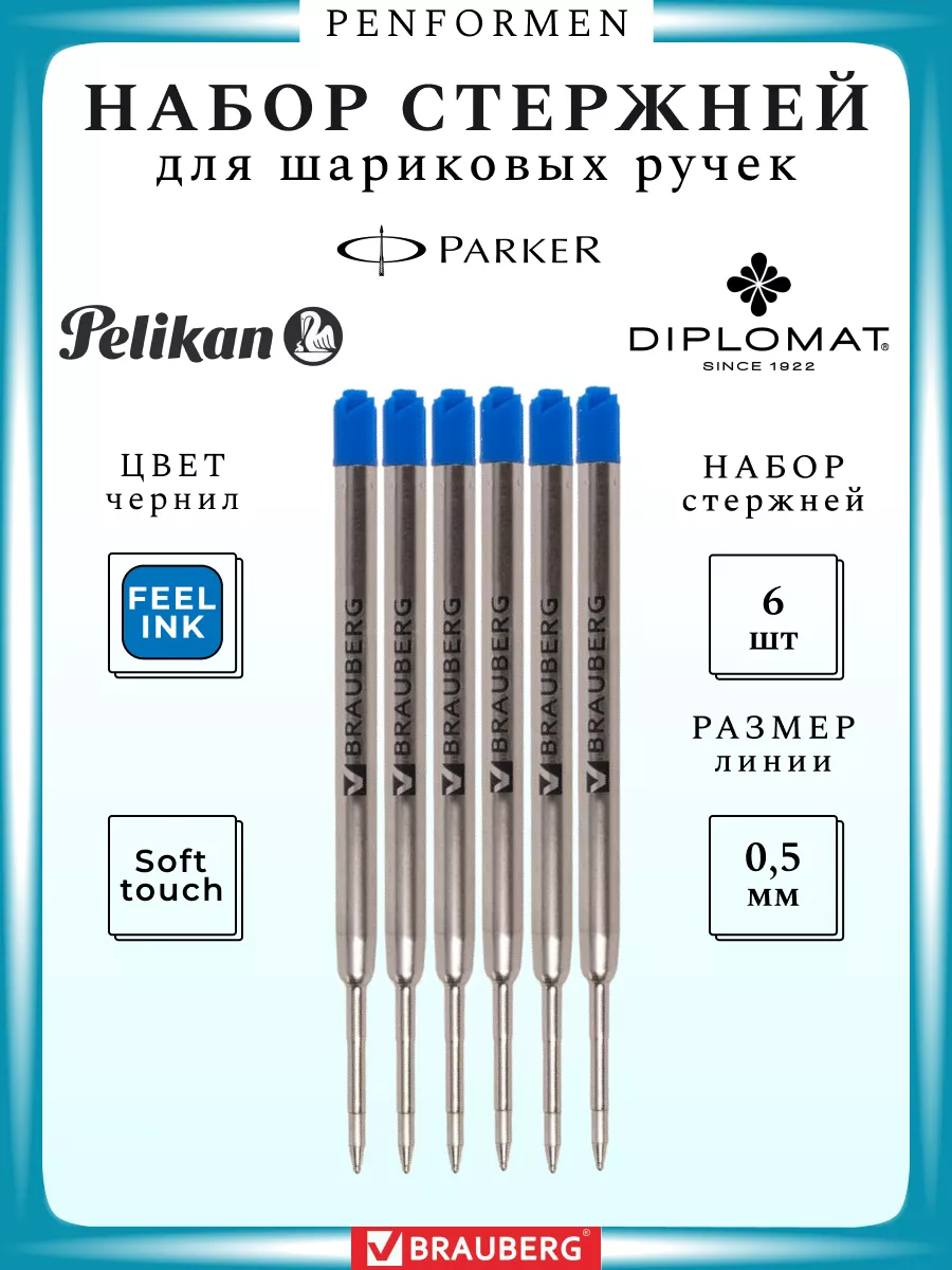 Набор Стержней для Шариковых Ручек PARKER Синие