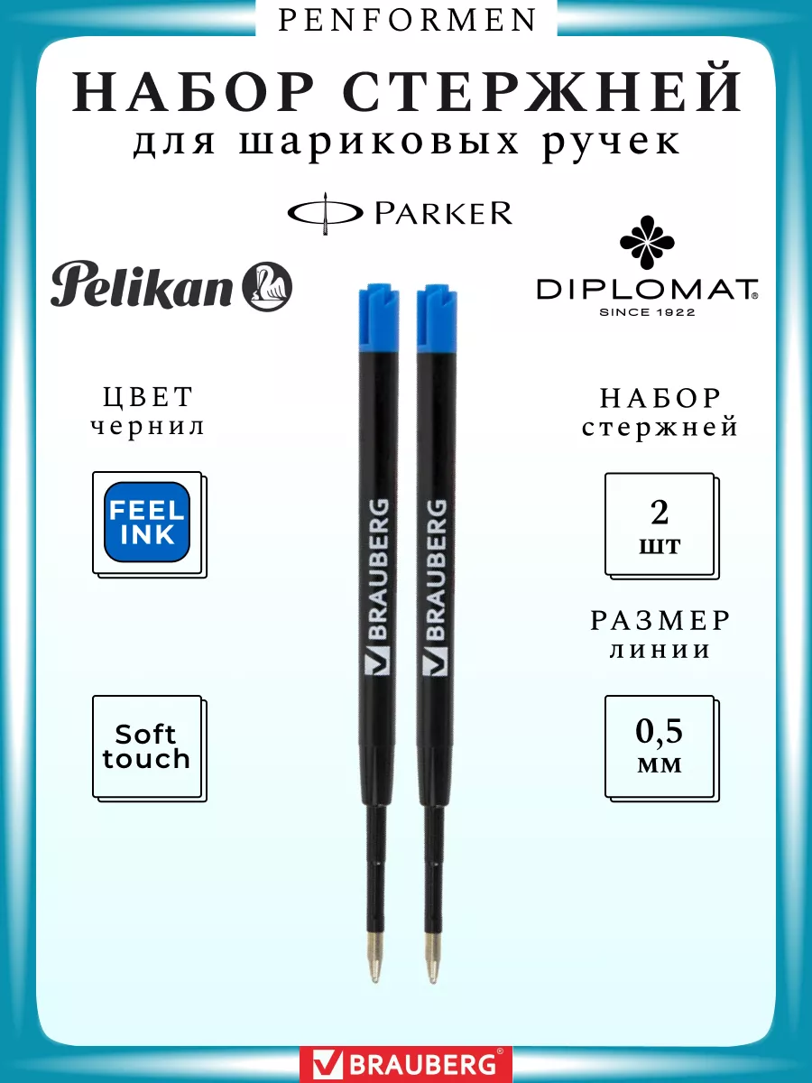 Набор Стержней для Шариковых Ручек PARKER Синие