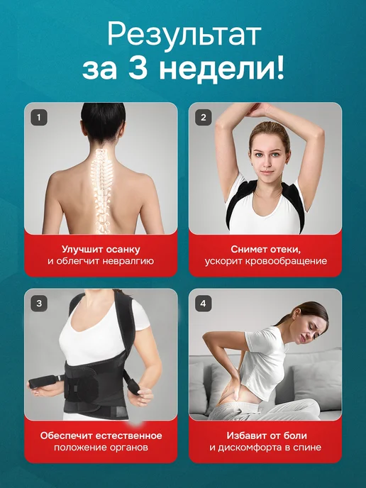Крейт Корсет ортопедический грудопоясничный, корректор осанки, черный, фото 5