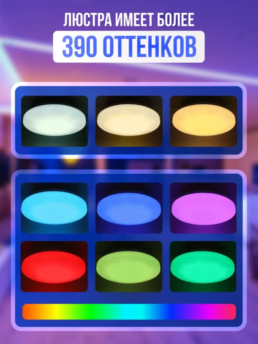 LUCIMO Люстра потолочная светодиодная RGB светильник с пультом, синий, фото 3