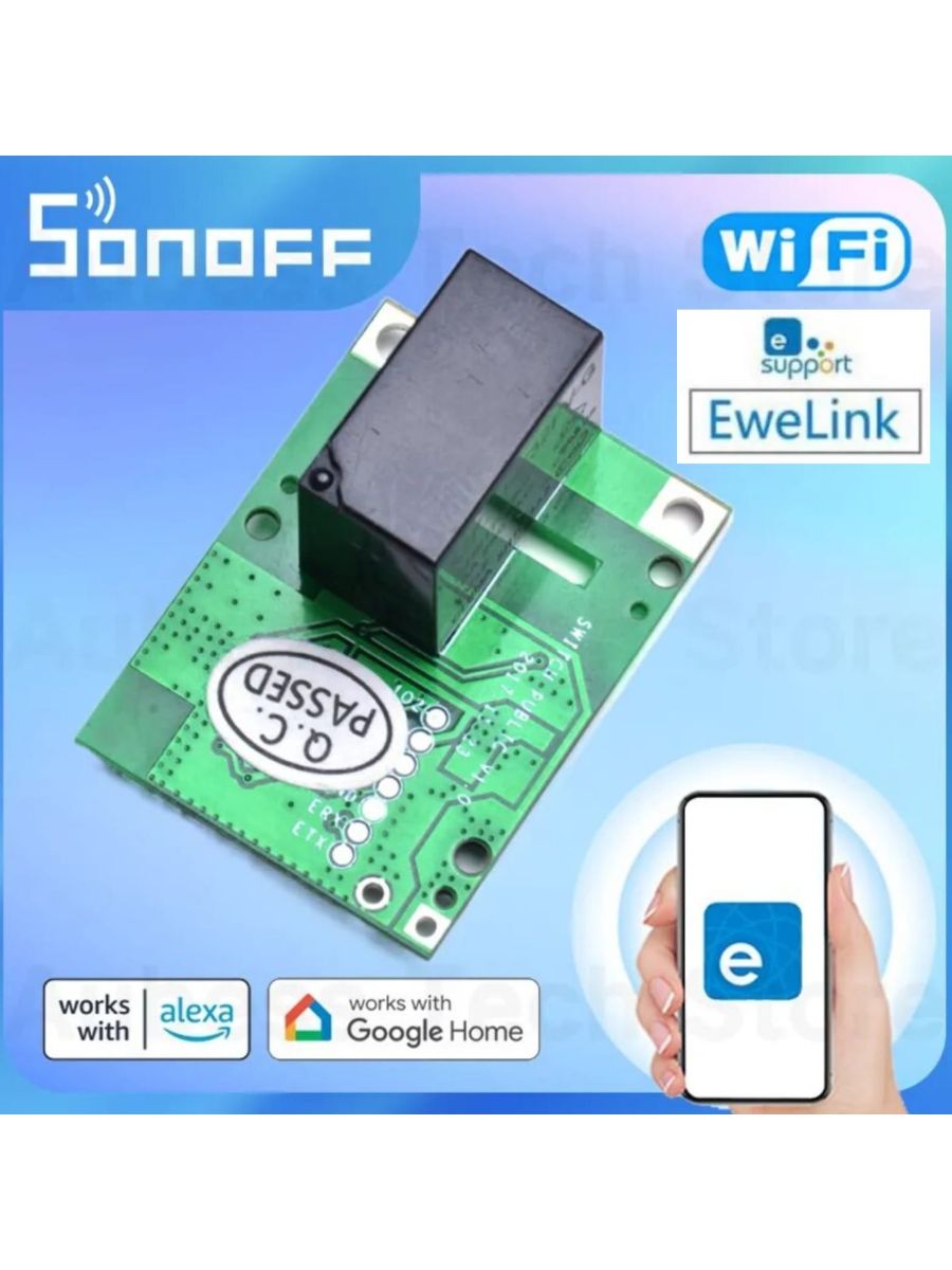 Умное реле SONOFF, Wi-Fi модуль, сухой контакт Shopping House 185000617  купить за 564 ₽ в интернет-магазине Wildberries