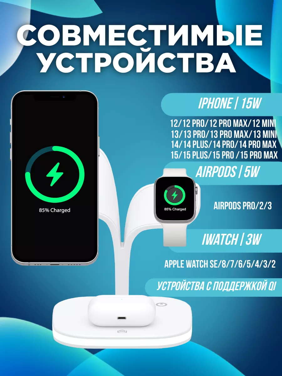 Box69.ru Беспроводная зарядка iPhone 5 в 1 с подсветкой