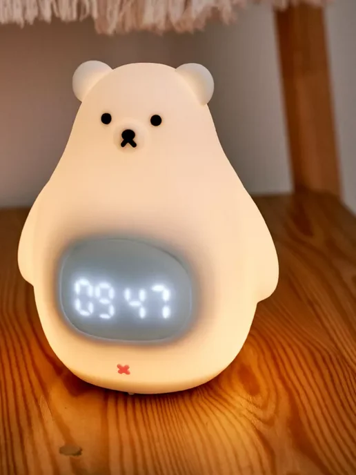 LekHome Ночник светильник силиконовый Мишка, белый, фото 2