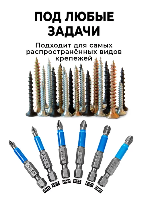 KOIOS Набор бит для шуруповерта PH - PZ 12шт, 12 шт, фото 2