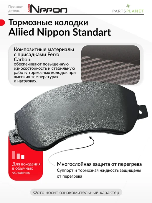 ALLIED NIPPON Тормозные колодки задние на Фольксваген Поло, Шкода Октавия, вариант, фото 6