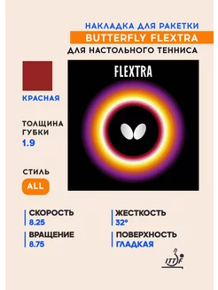 Накладка Butterfly Flextra (цвет красный, толщина 1.9) Butterfly Tamasu Co. 185283032 купить за 4 209 ₽ в интернет-магазине Wildberries