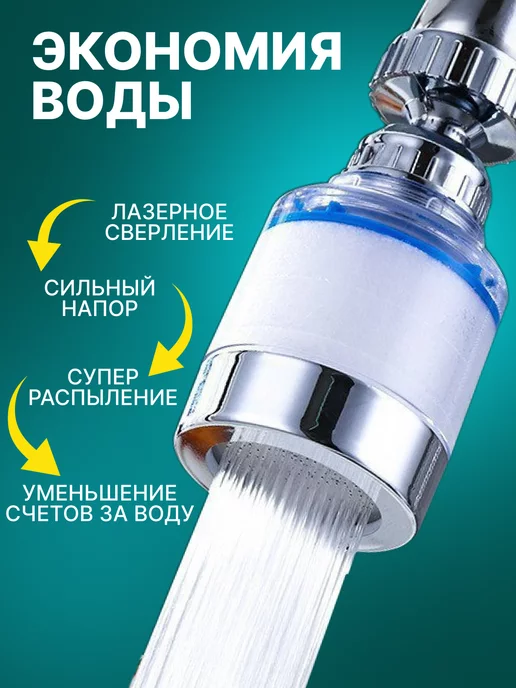 Blue aqua фильтр для воды на кран проточный пластиковый, синий, фото 5