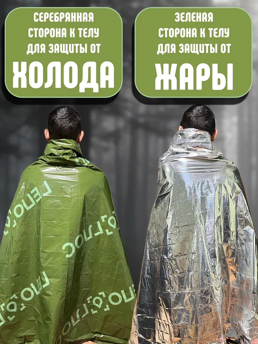 Гепоглос Изотермическое спасательное одеяло, термоодеяло 250х250 см, 250x250 см, фото 2
