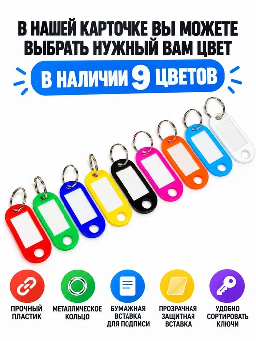 Селект Нео Бирки для ключей с кольцом голубые 50 шт, 30 шт, фото 3