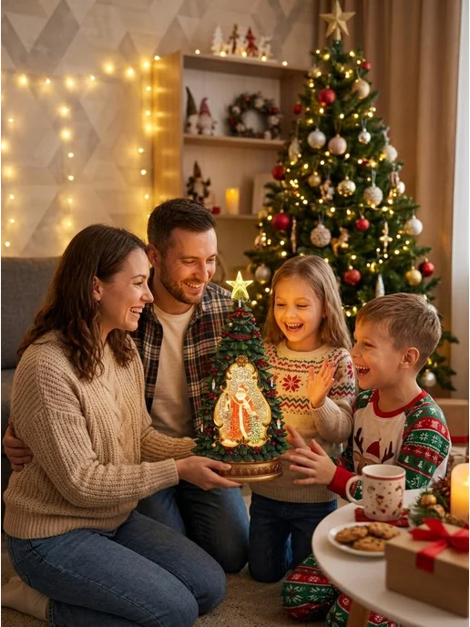 new year's miracle Новогодний фонарь светильник музыкальный со снегом, желтый, фото 6