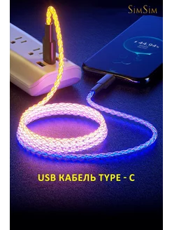 Светящийся USB кабель для зарядки и данных 3A USB-Type-C TWS 5.3 185441543 купить за 216 ₽ в интернет-магазине Wildberries