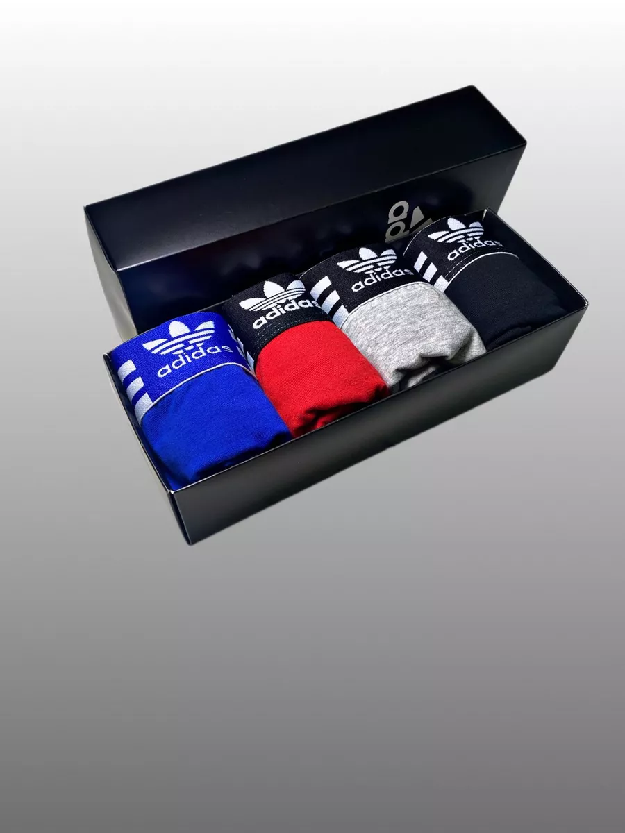 Трусы мужские боксеры Adidas набор 4штуки в коробке The best 185472056  купить за 704 ₽ в интернет-магазине Wildberries