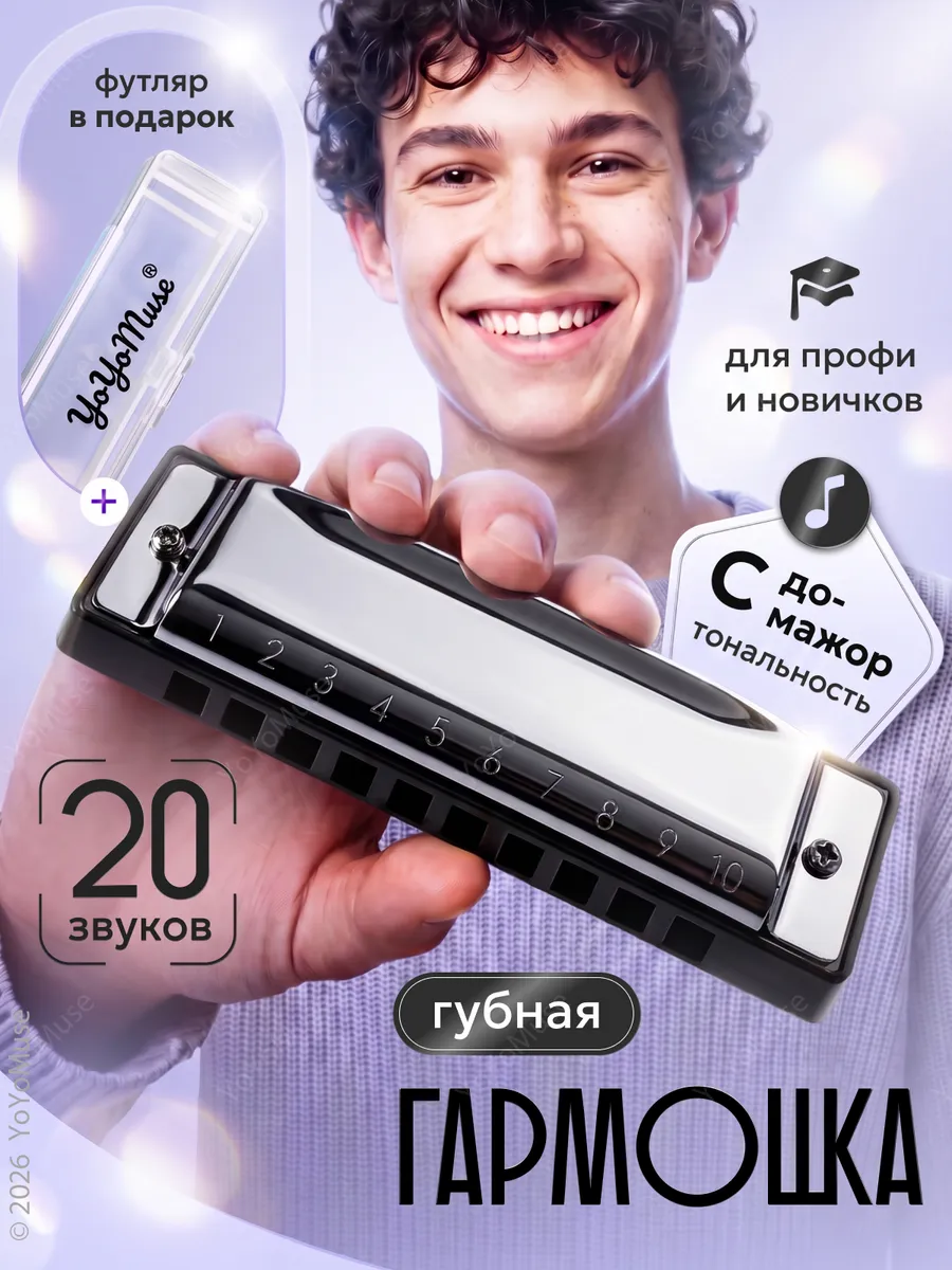 Губная гармошка С, диатоническая музыкальная гармонь