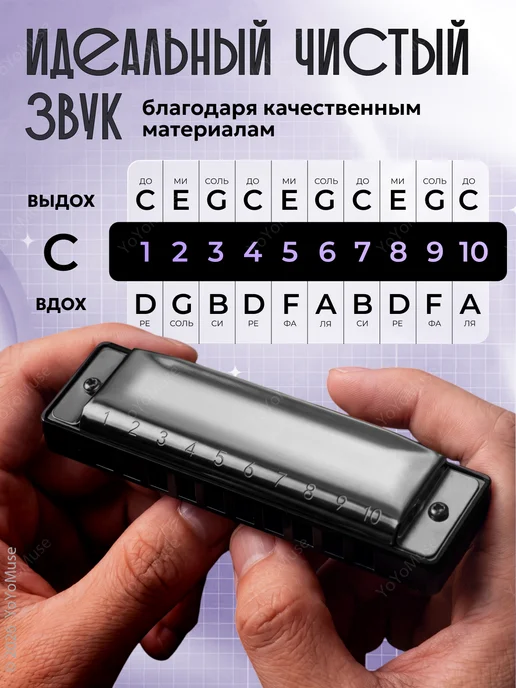 YoYoMuse Губная гармошка С, диатоническая музыкальная гармонь, вариант, фото 2