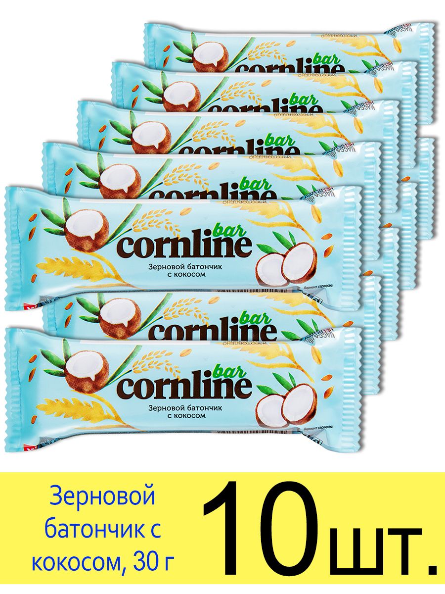 Зерновой батончик Cornline с кокосом. Cornline БЖУ. Cornline BSR. Сколько калорий в батончике кокосом на 30 грамм Cornline.