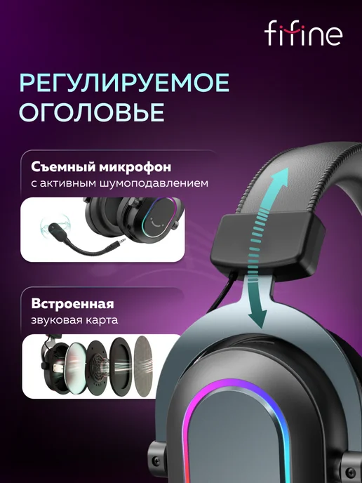 FIFINE Игровые наушники H6, черный, фото 4