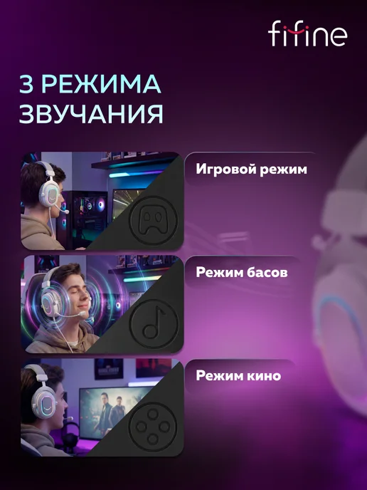 FIFINE Игровые накладные наушники H6, белый, фото 3