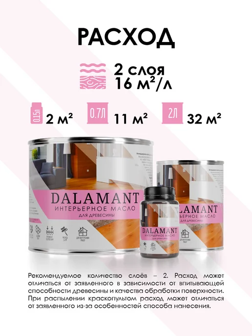 DALAMANT Масло для дерева с воском Interior Белый 0,7л, 700 мл, фото 7