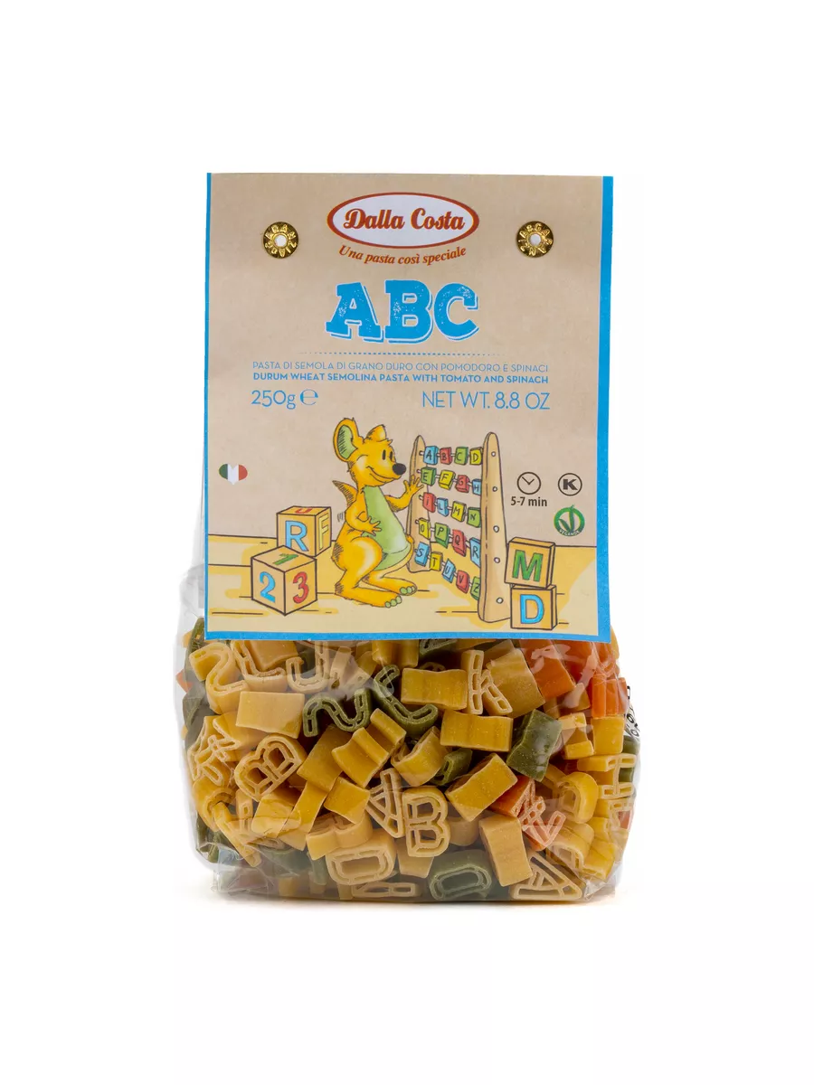 Макароны фигурные Алфавит, со шпинатом и томатами, 250 г