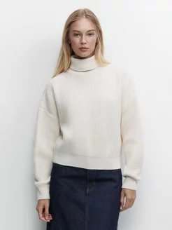 Свитер с воротником в рубчик