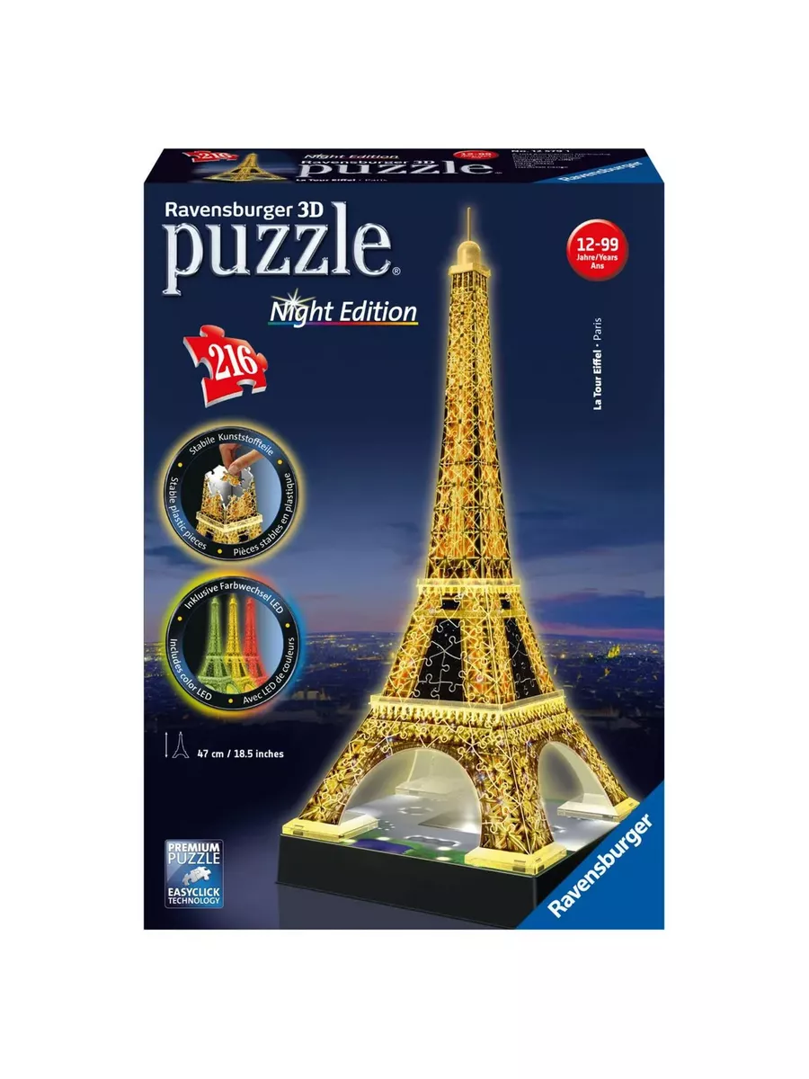 Пазл 3D Ночная Эйфелева башня 216 элементов 12579 Ravensburger 185740159  купить за 4 522 ₽ в интернет-магазине Wildberries