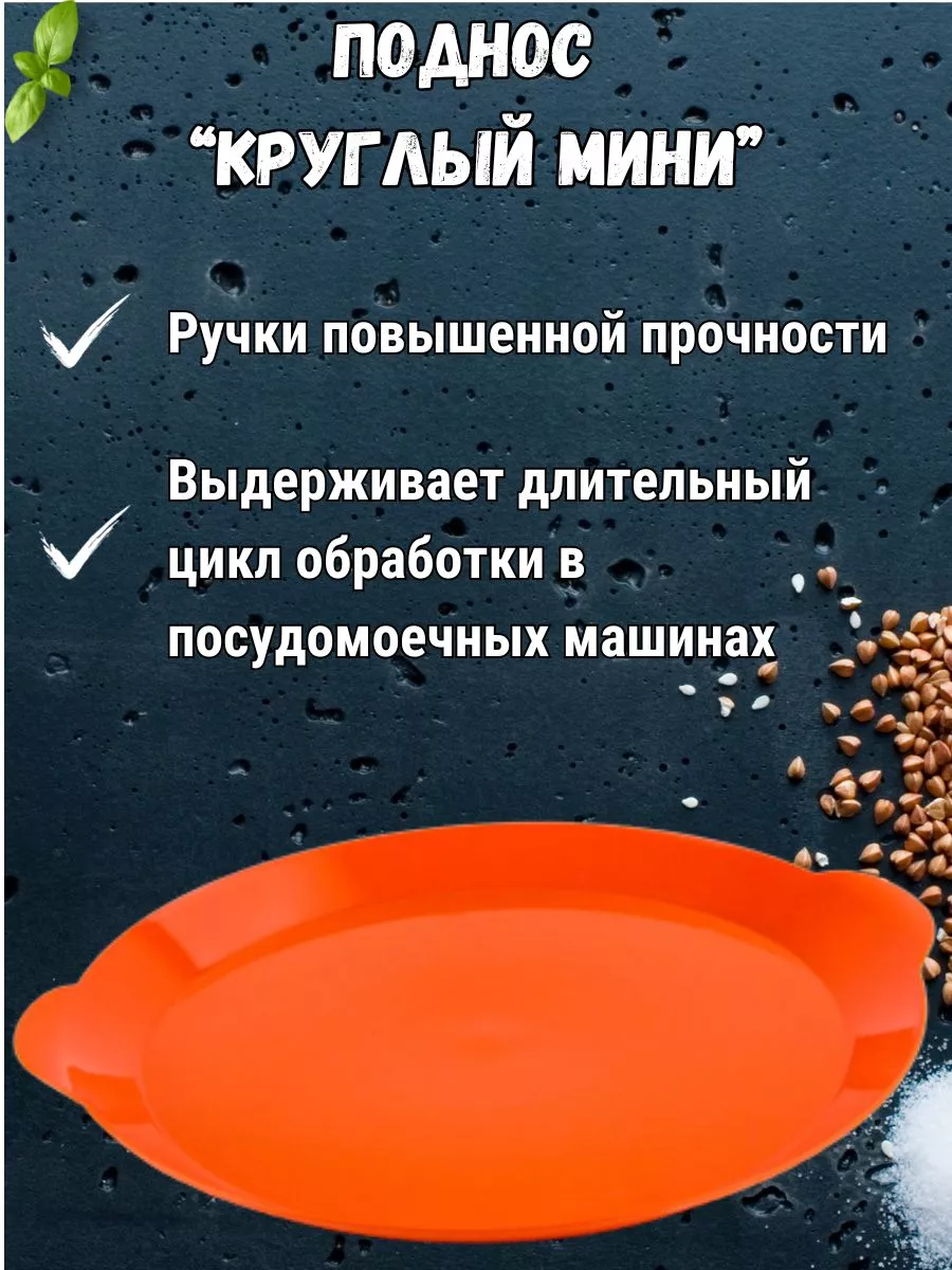 Поднос пластиковый круглый с ручками Мини Uniplast 185771810 купить за 276  ₽ в интернет-магазине Wildberries