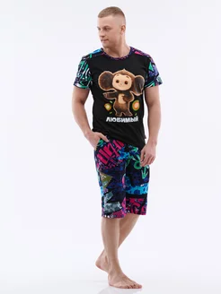 Пижама с шортами и футболкой домашний костюм КрутышОк 186107262 купить за 1 079 ₽ в интернет-магазине Wildberries