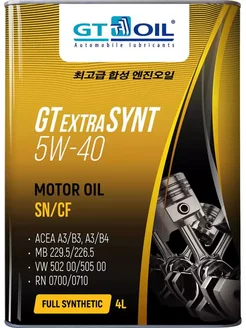 Моторное масло GT OIL GT Extra Synt 5W-40 4 л GT OIL 186562067 купить за 3 393 ₽ в интернет-магазине Wildberries