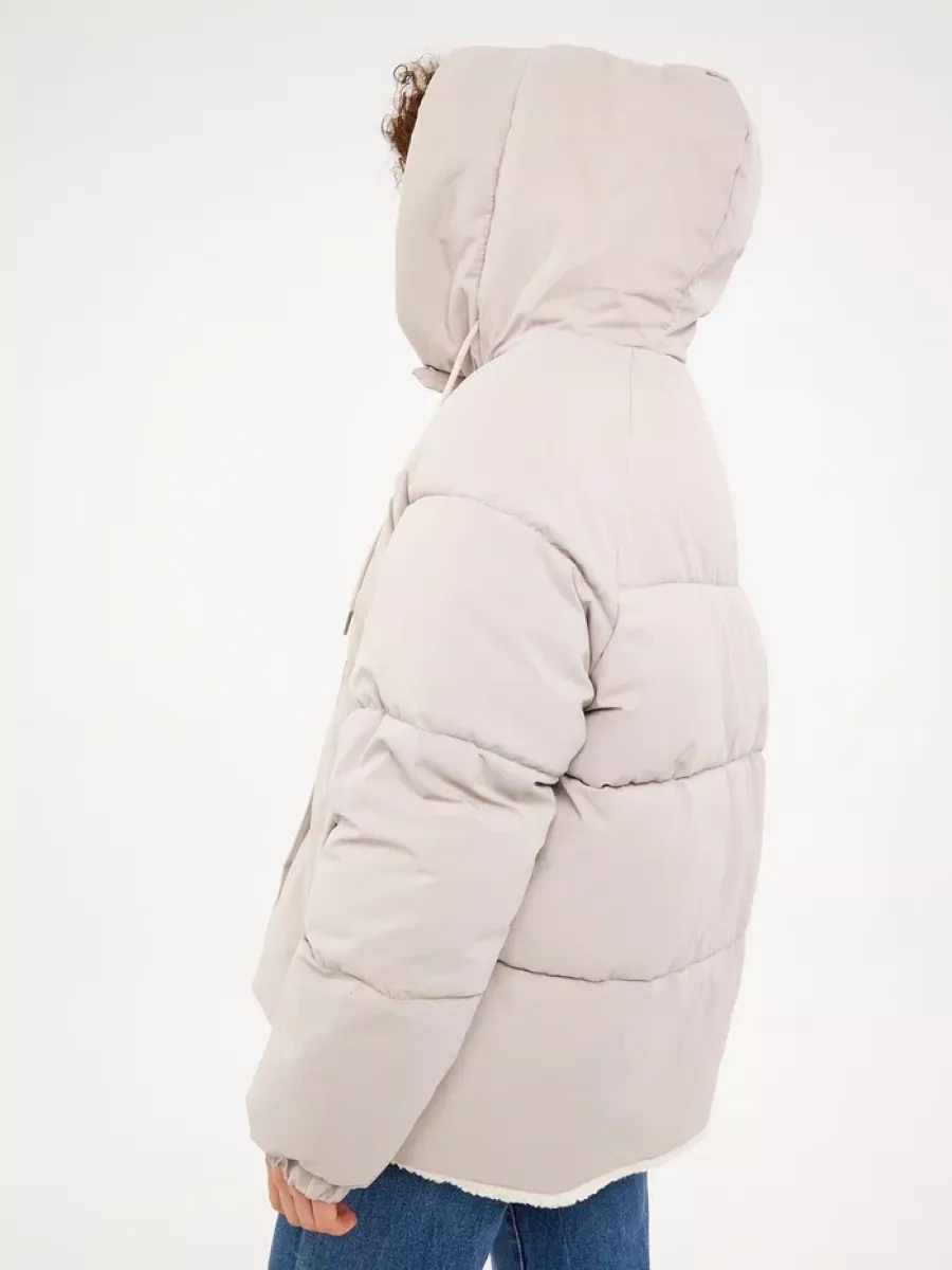 ASOS DESIGN oversized jersey hooded coat in cream