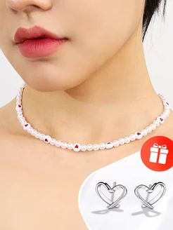 Ожерелье жемчужный чокер с сердечками ЭГЁ 186658885 купить за 210 ₽ в интернет-магазине Wildberries