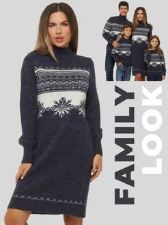 Платье новогоднее со снежинками Family Look «Зодиак» теплое VAY 186663873 купить за 3 664 ₽ в интернет-магазине Wildberries