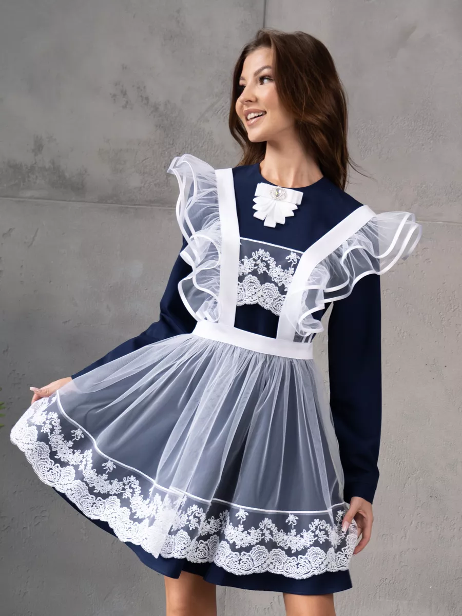 Фартук школьный белый последний звонок School dress 186788597 купить за 2  931 ₽ в интернет-магазине Wildberries