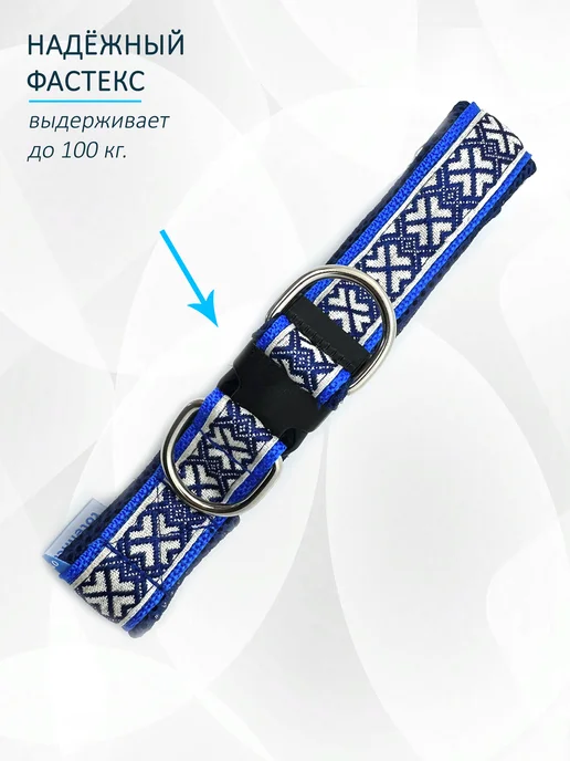 totemica Ошейник для собак "Синий дракон" на фастексе, синий, фото 2