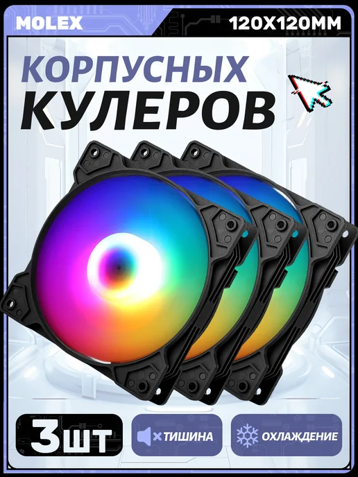 vssin вентилятор для пк 120 мм *3 шт, 3 шт