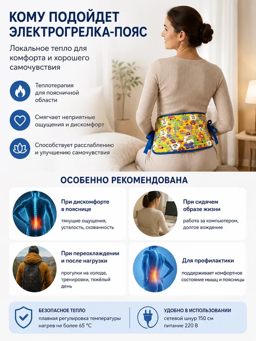 Altaimag Электрогрелка пояс 72х22 см поликоттон, 72x22 см, фото 2