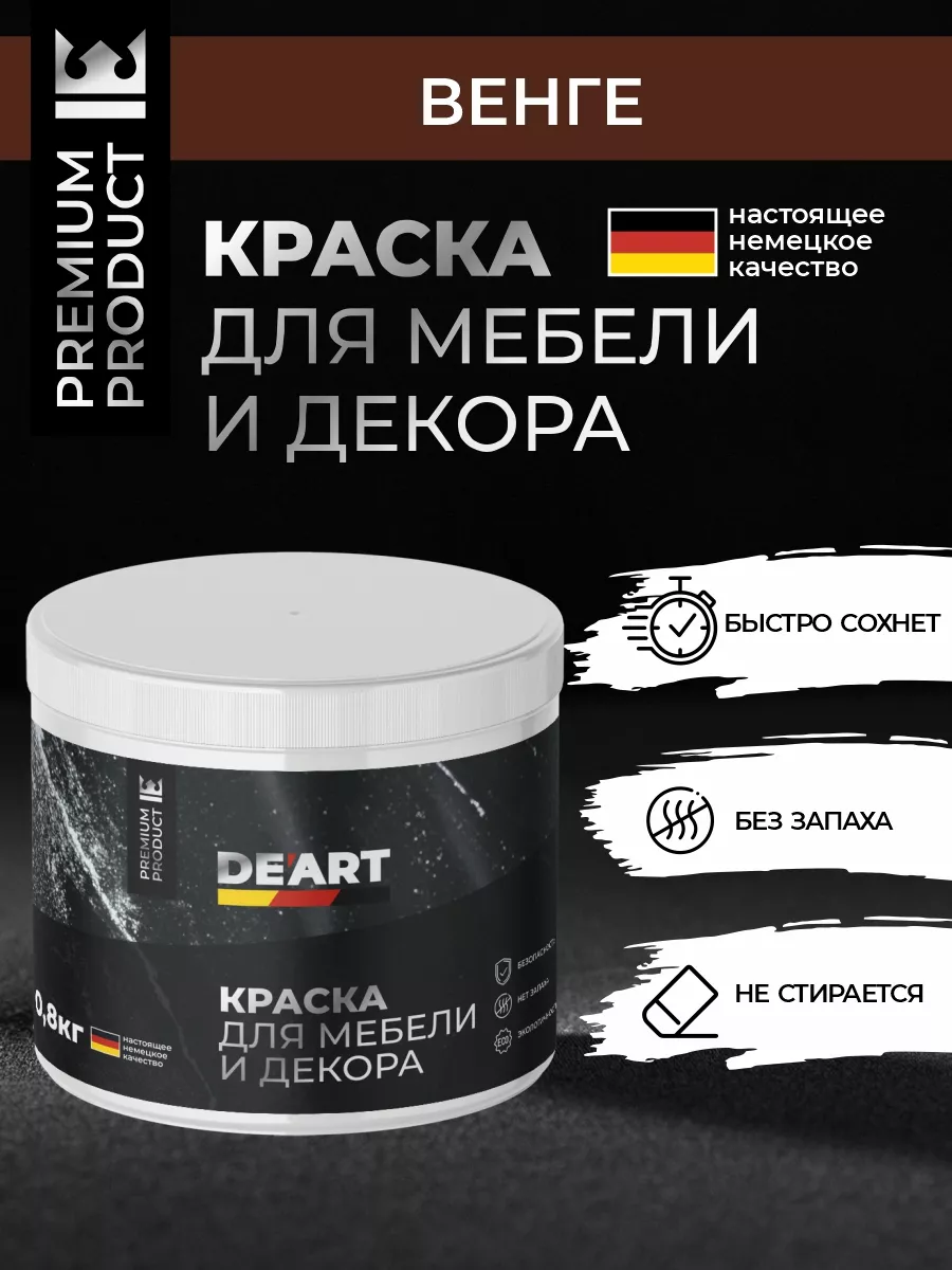 Меловая краска для мебели и дерева без запаха венге